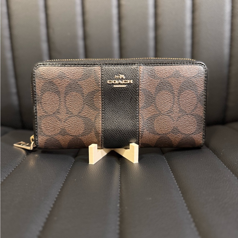 Coach Signature Brown and Black Wallet